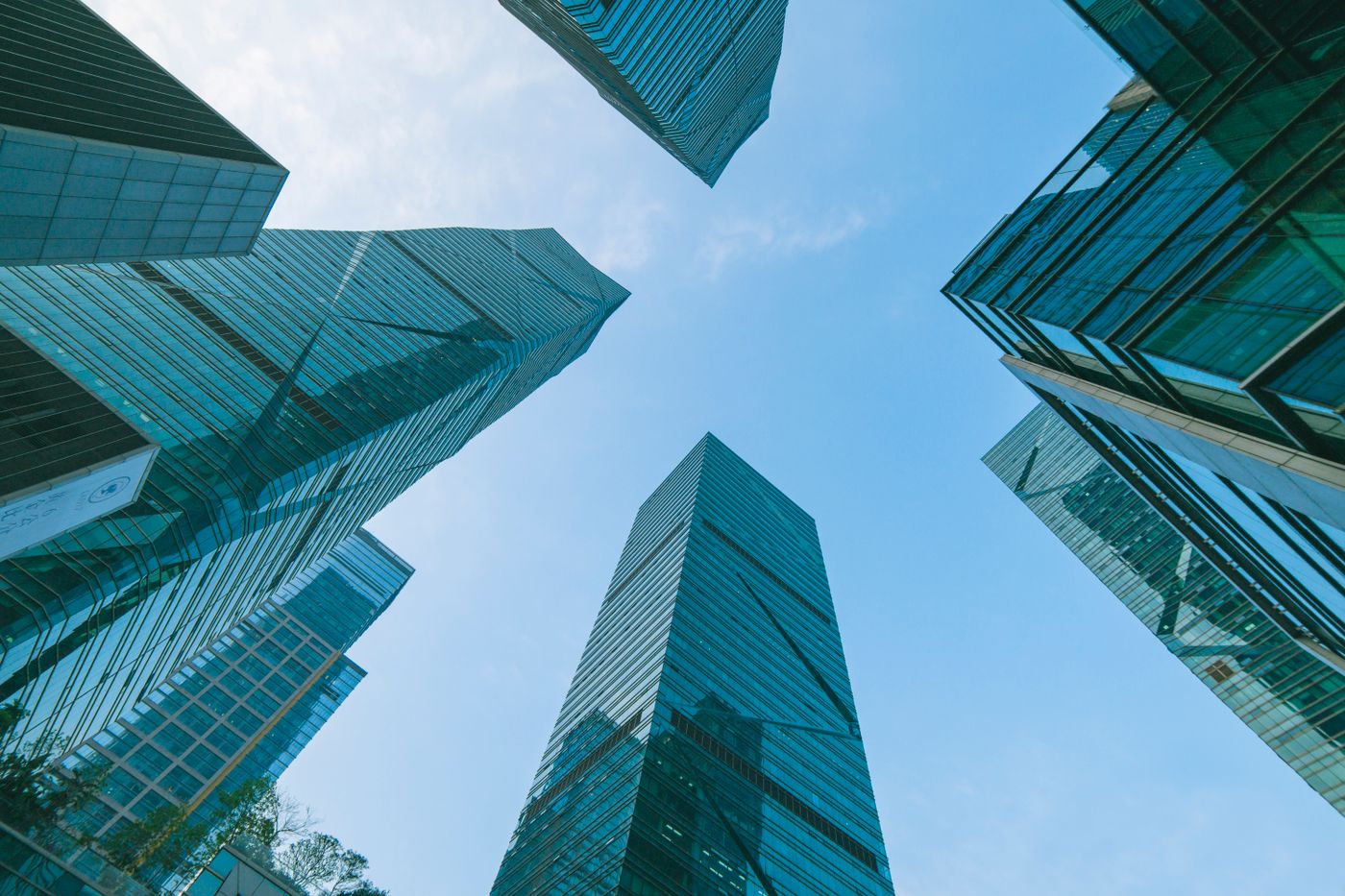 High-rise glass skyscrapers
